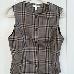 H&M Gray Plaid Button-Up Blouse